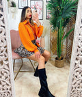 Camicia con bottoni gold arancio