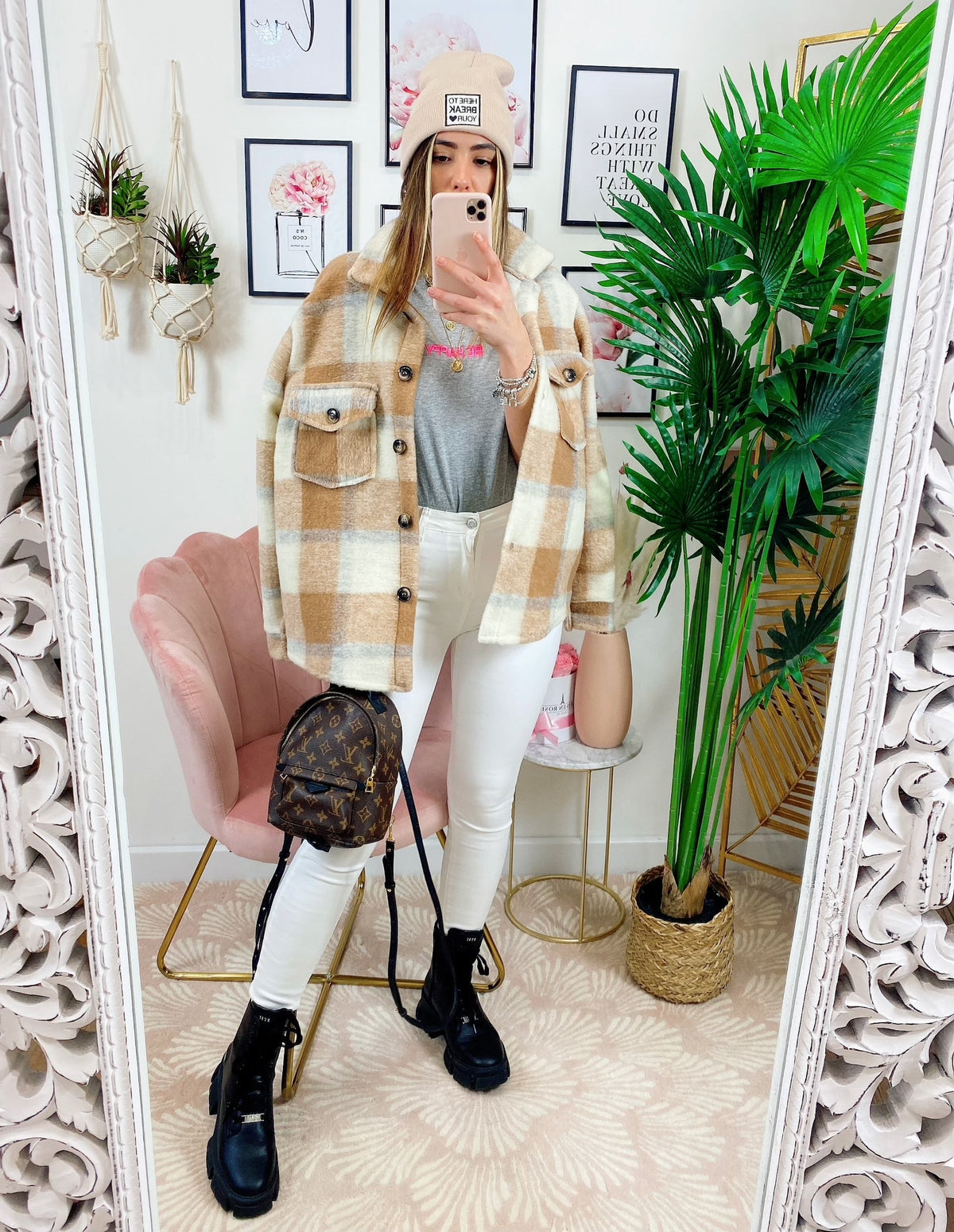 Giacca a quadri Beige