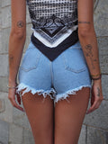 Short in jeans sfrangiato