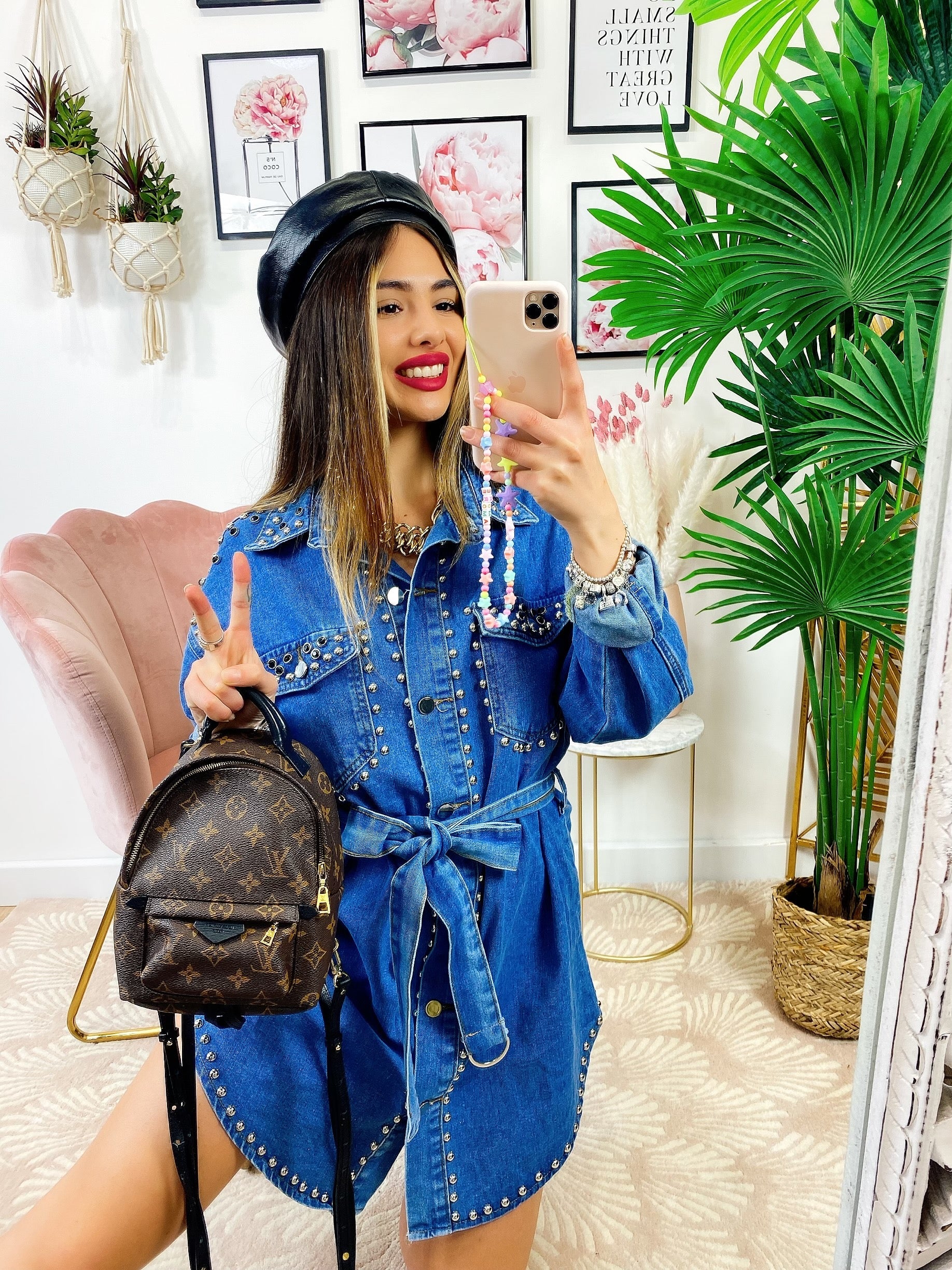 Abito Denim con borchie