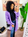 Cardigan lungo morbido lilla