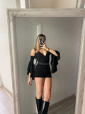 Tutina nera maniche a tulipano