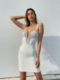 Abito bustier bianco con frange