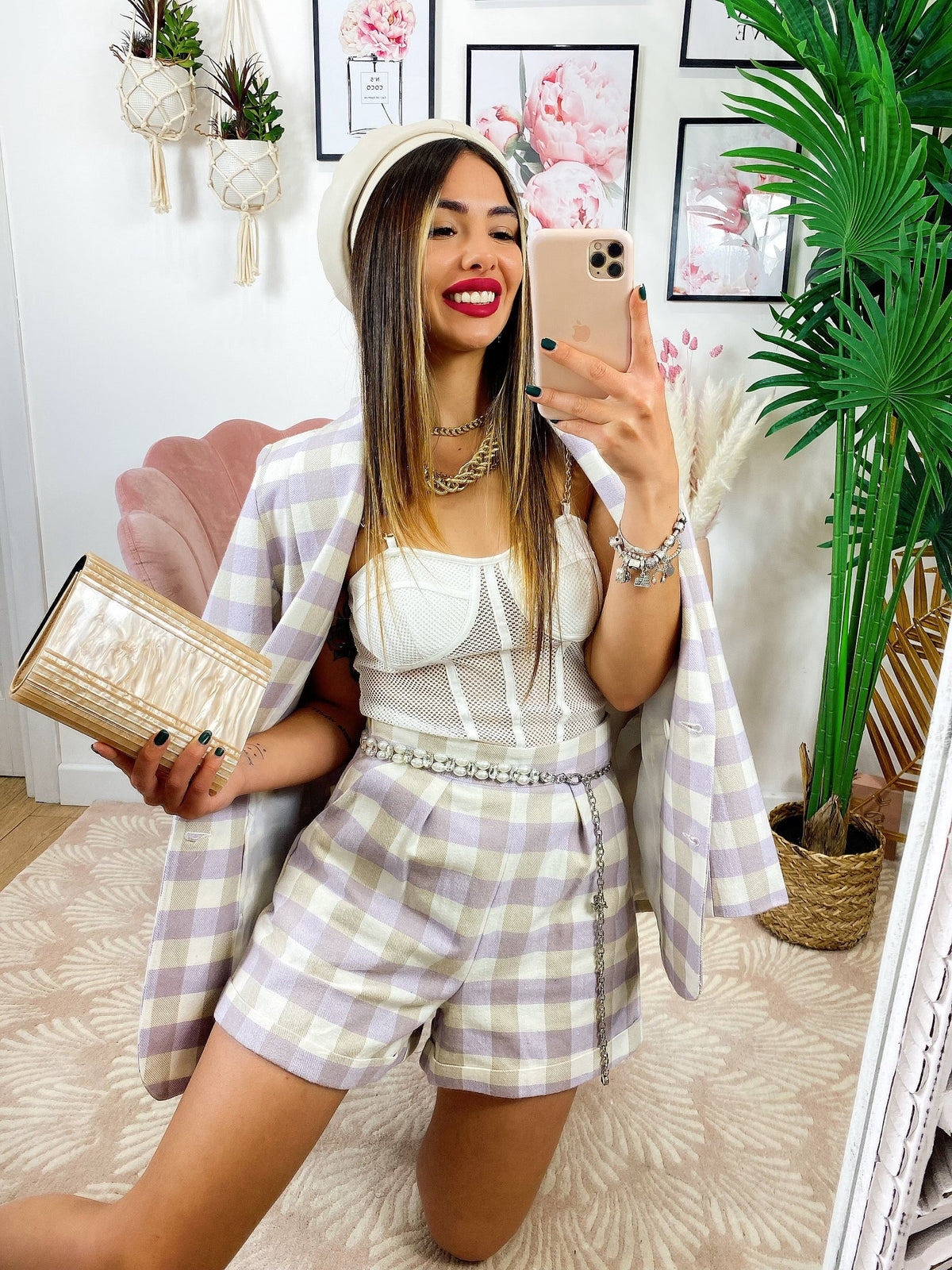 Completo giacca e short Lilla