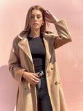 Cappotto lungo Camel con cintura