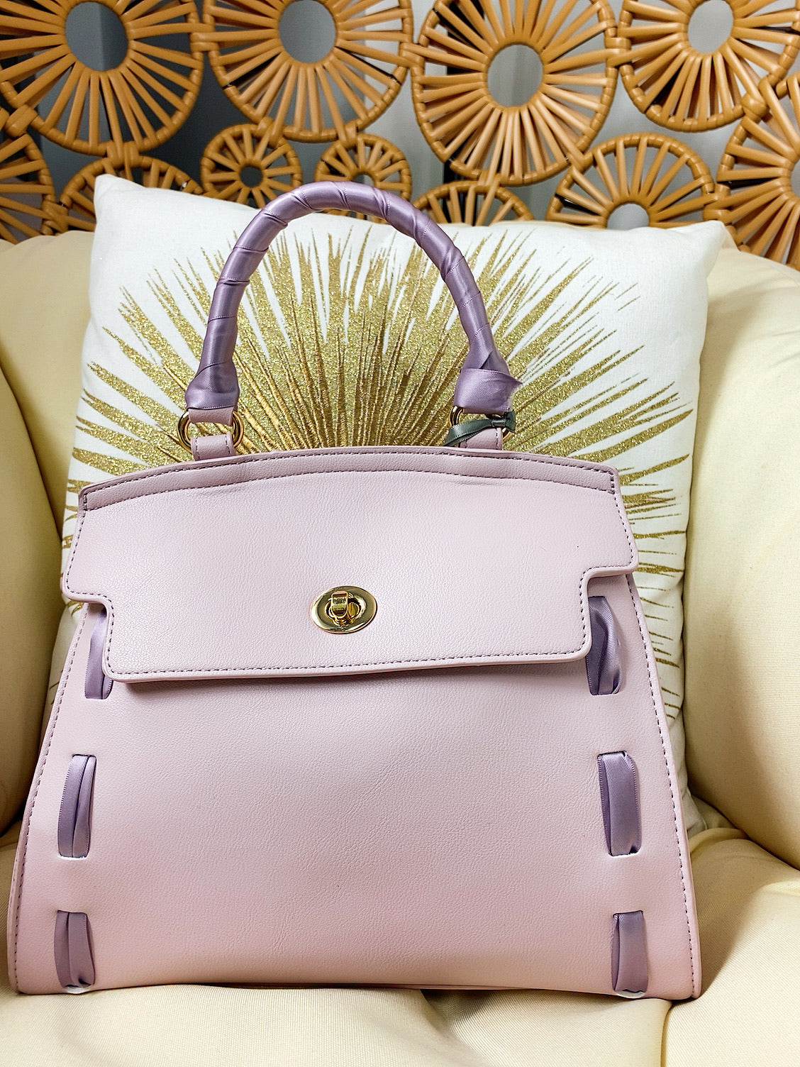 Bag lilla con lacci in raso