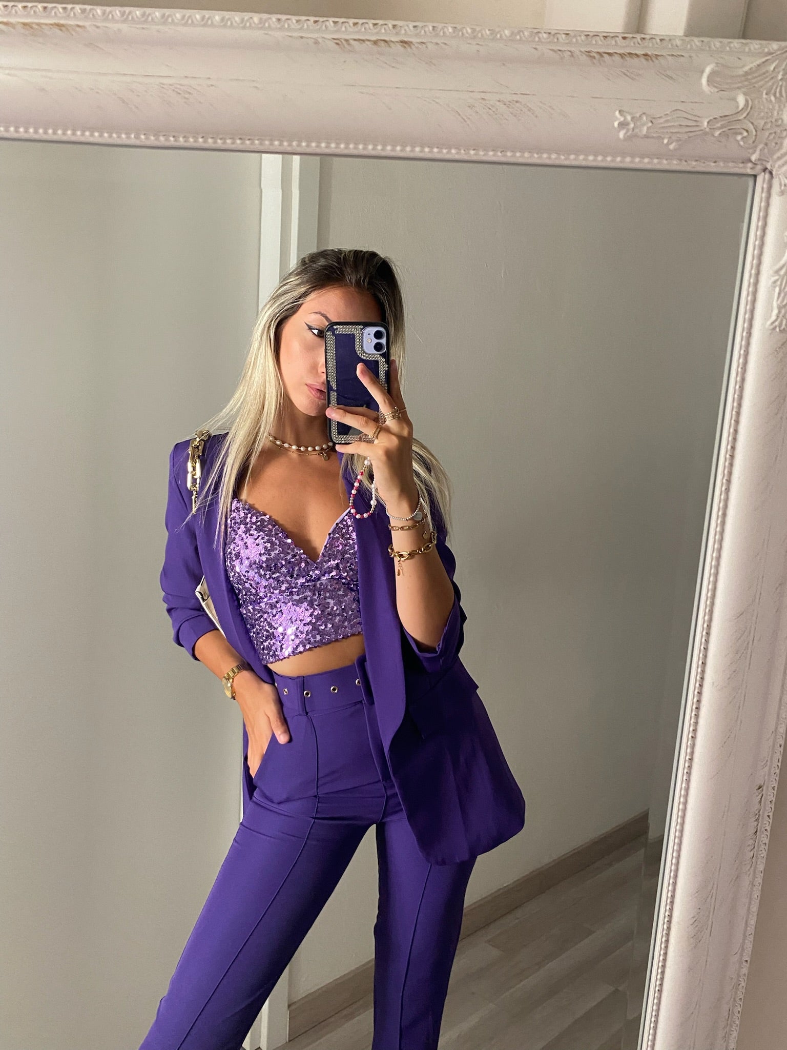 Top con paillettes lilla