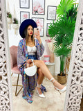 Kimono in seta etnico base lilla