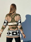 Cardigan frange e cinta dettaglio verde
