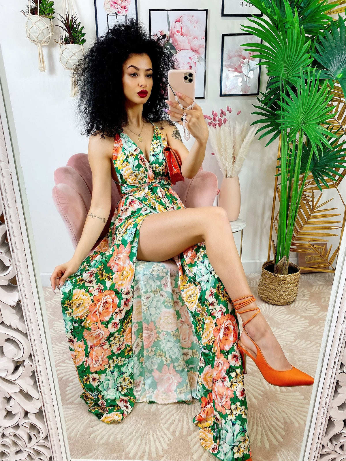 Dress Afrodite fiori arancio