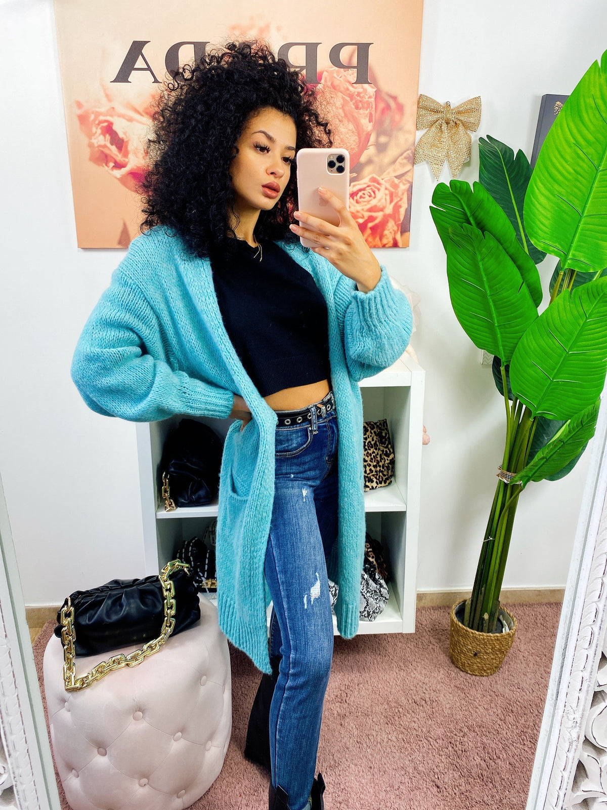 Cardigan lungo morbido tiffany