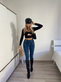 Jeans con lacci sul davanti