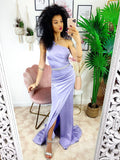 Dress Lungo a sirena monospalla lilla
