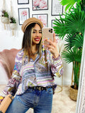 Camicia etnica sfumature lilla