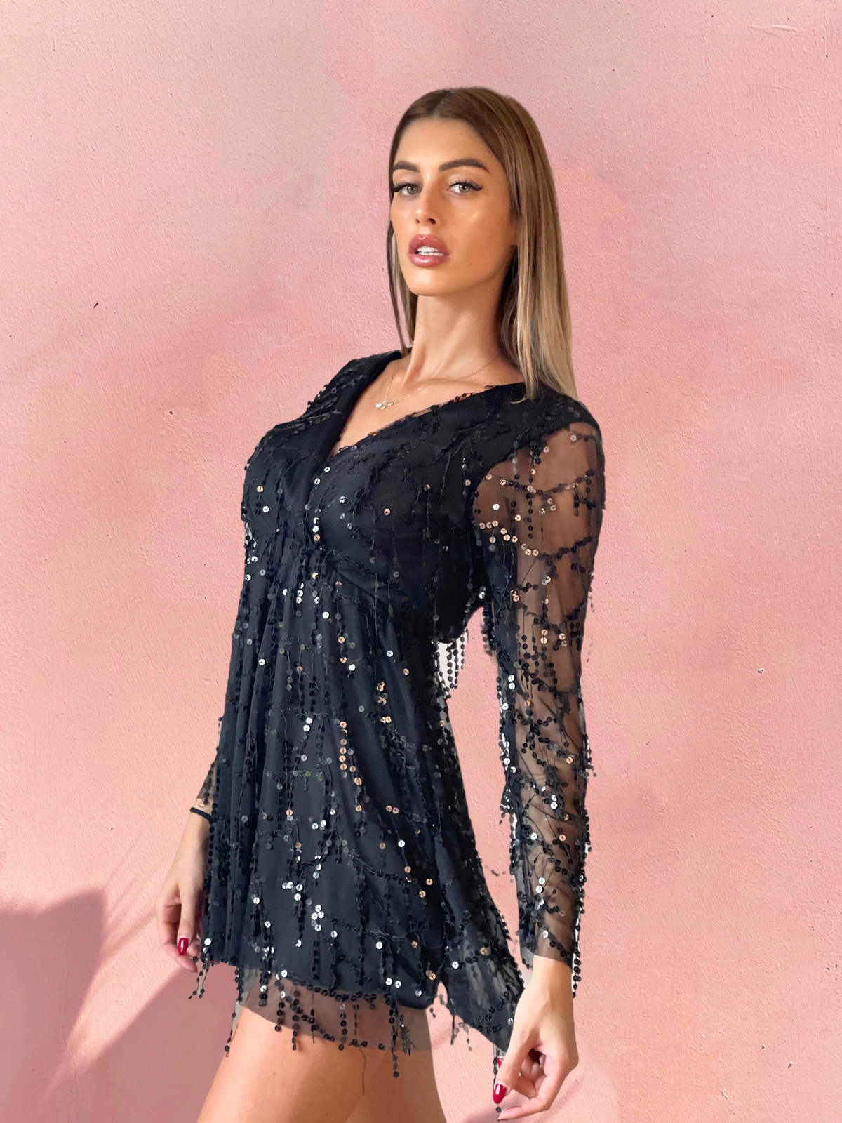 Abito con paillettes Nero