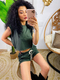Completo sportivo maglia e short verde militare