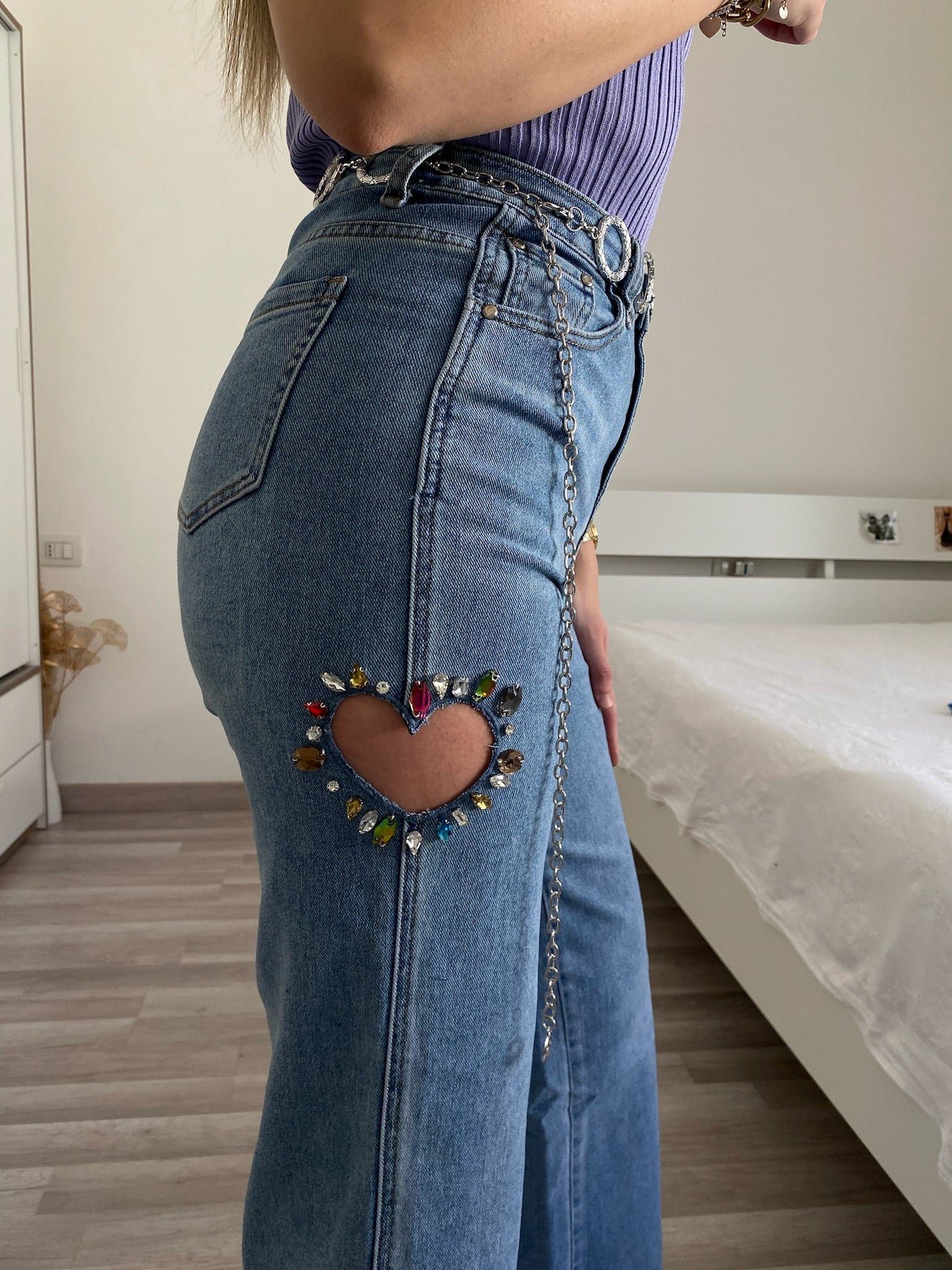 Jeans a zampa con cuore