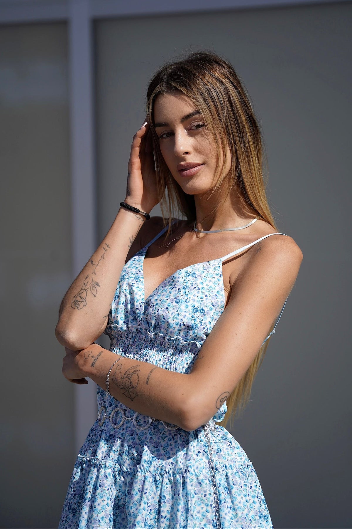 Abito a fiorellini celeste