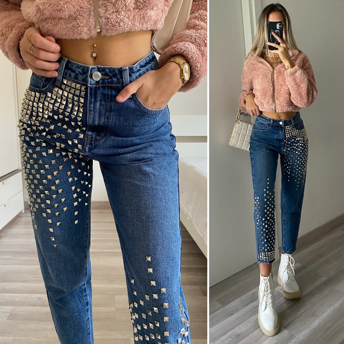 Jeans con borchie