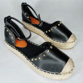 Espadrillas platform basse con borchie nere