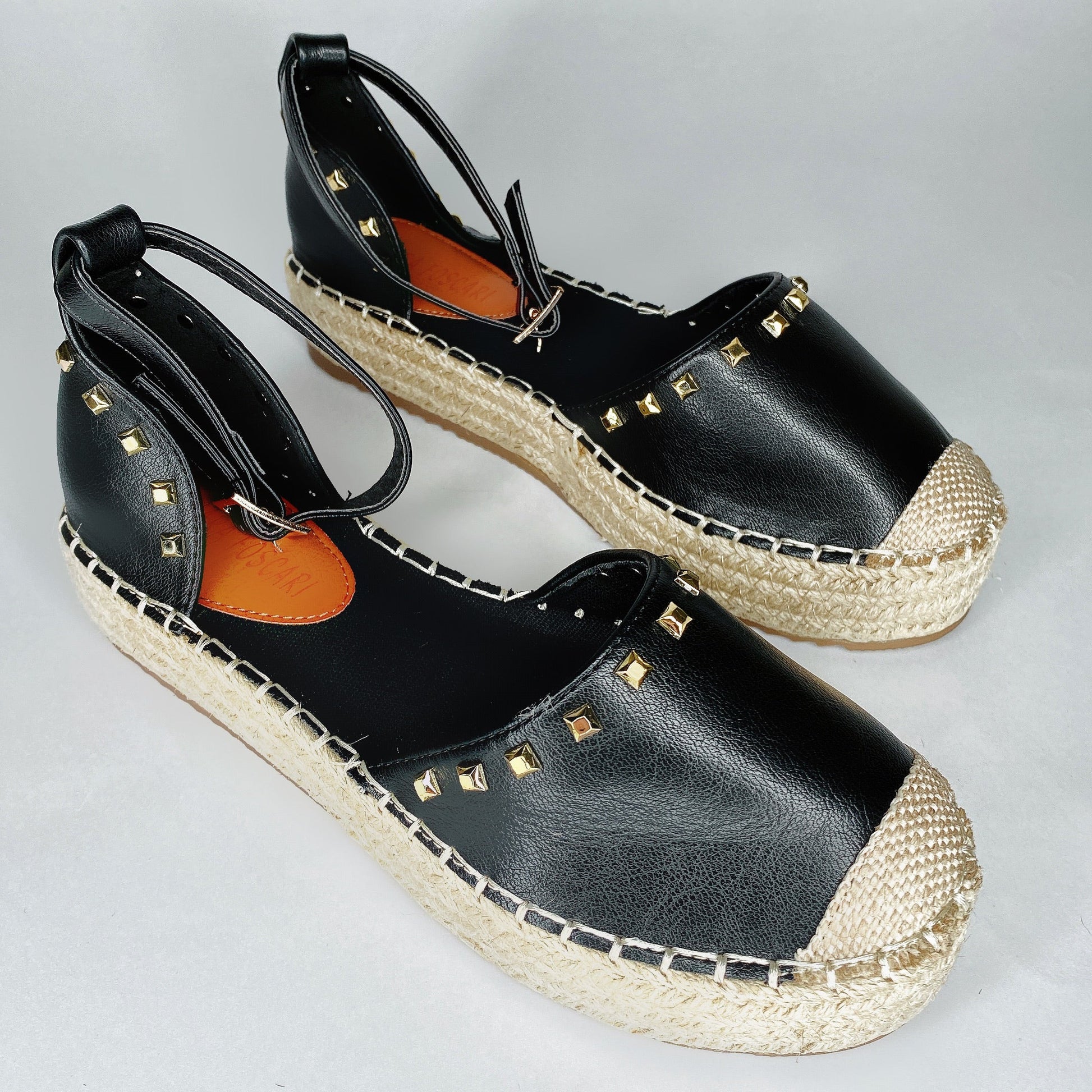 Espadrillas platform basse con borchie nere
