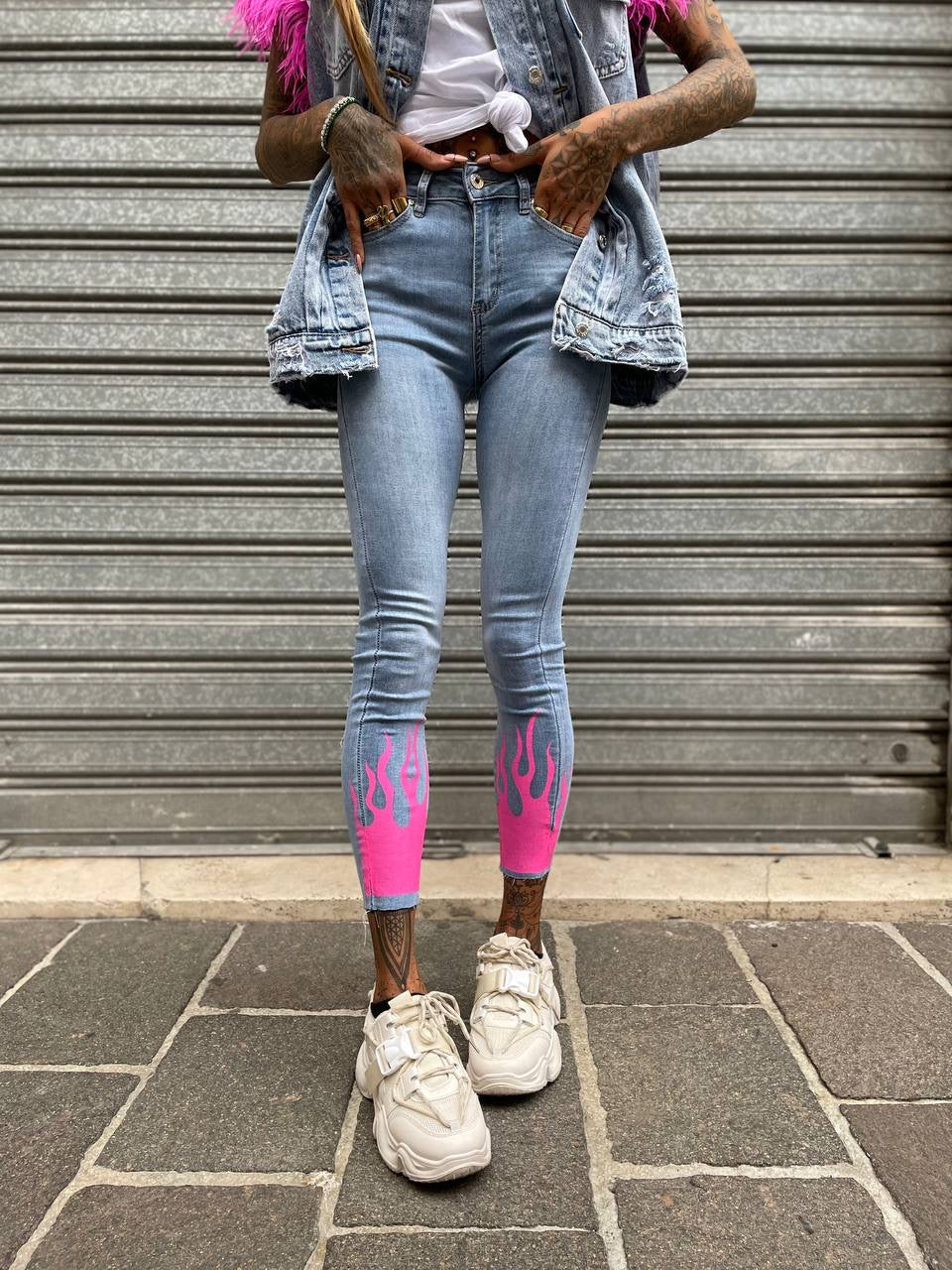 Jeans flame Fuxia