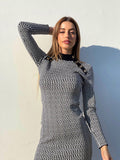 Abito in maglia a fantasia nero e bianco