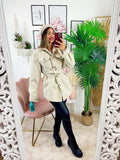 Giacca Beige in panno con cintura