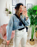 Giacca di jeans con borchie