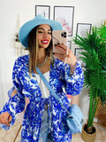 Kimono base floreale Blu