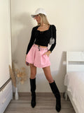 Short in ecopelle rosa