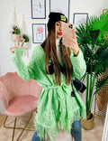Cardigan sfrangiato verde mela
