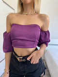 Top purple scollo a cuore