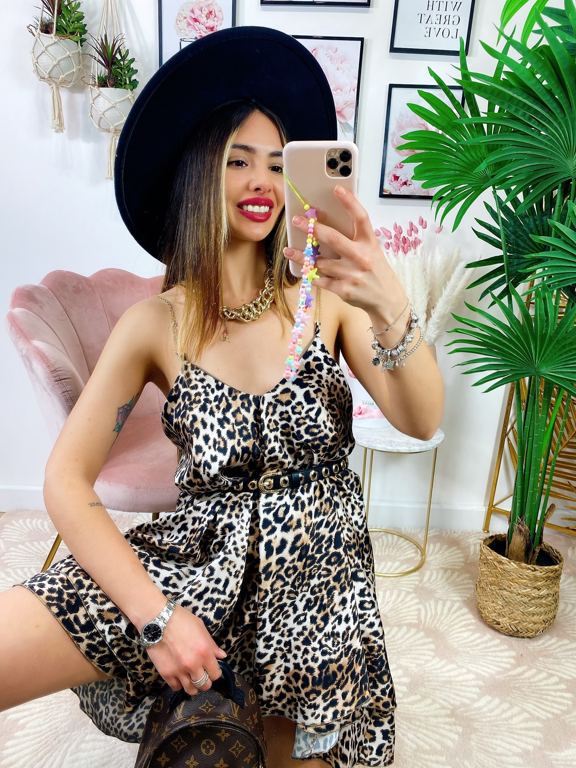 Mini Dress leopardato con catenine