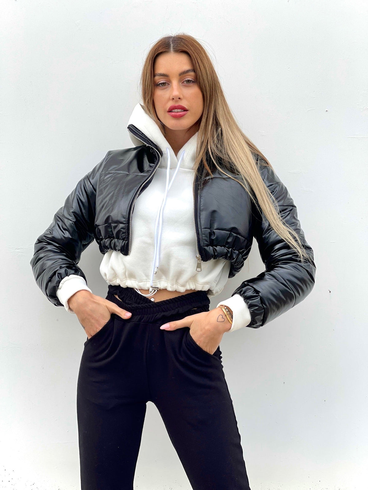 Bomber crop nero