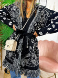 Cardigan con frange base nero