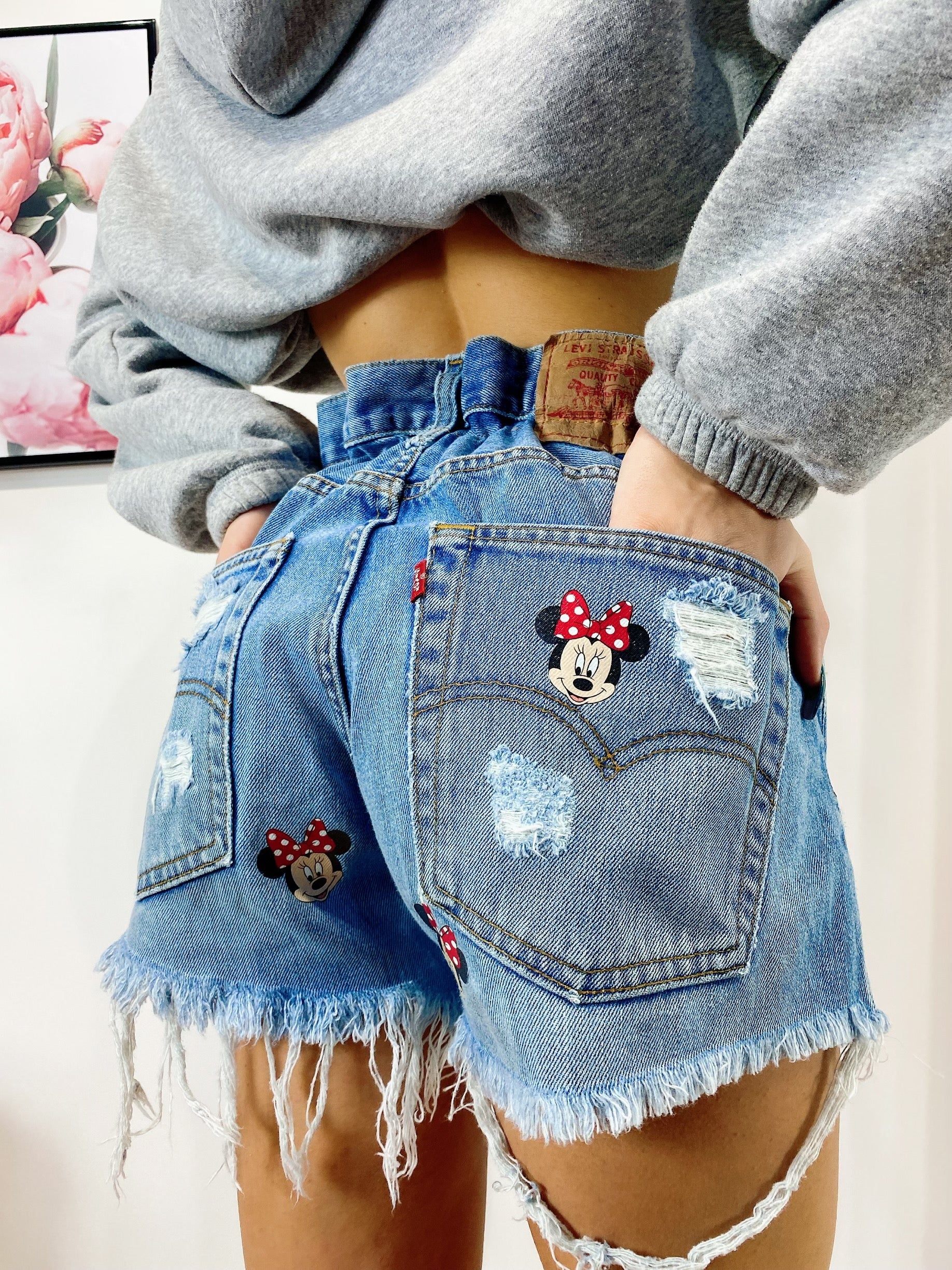Short Levi’s Vintage stampa topolina con strappi