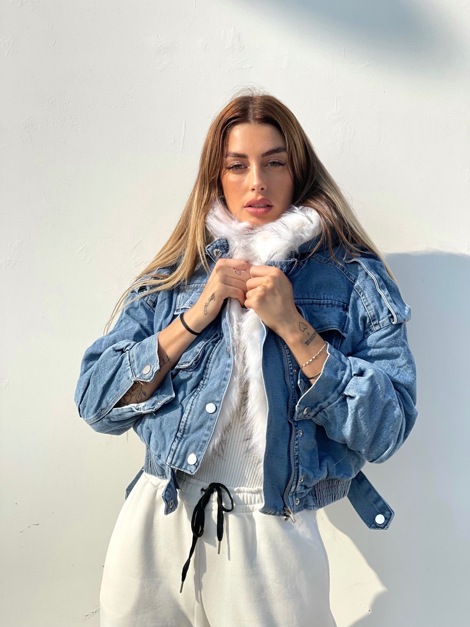 Giubbotto jeans con eco-pelo
