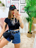 Short di jeans con borsetta