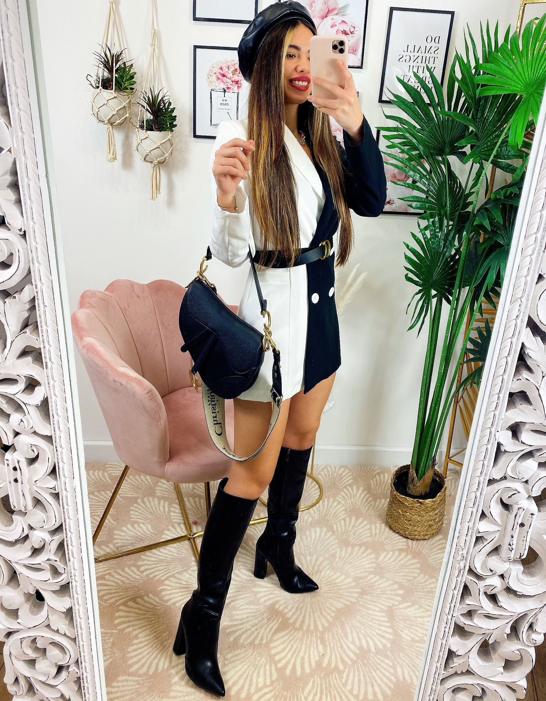 Abito Blazer con cintura nero bianco