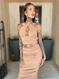 Completo top e gonna nude