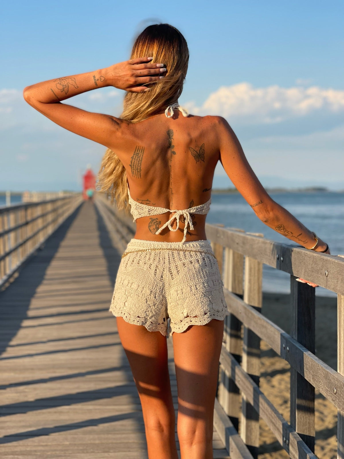 Completo crochet top e short