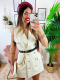 Tutina  a Blazer con borsetta Beige
