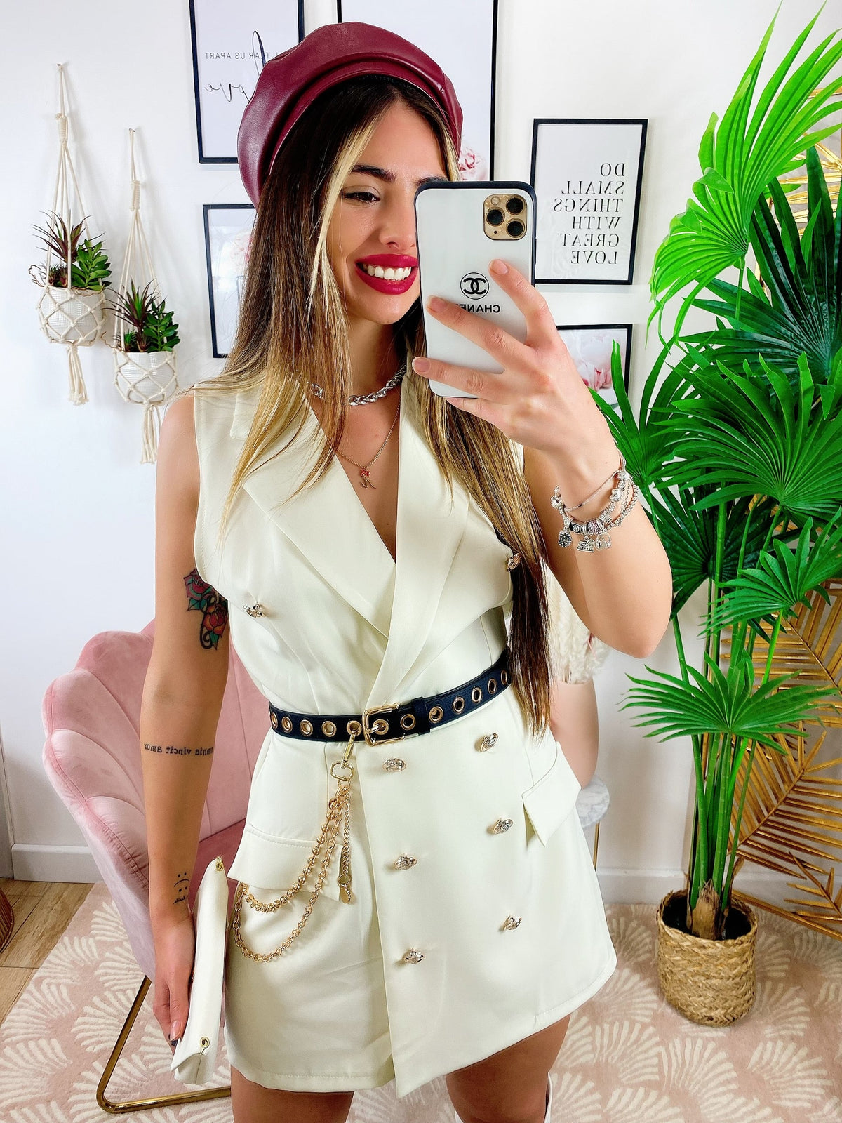 Tutina  a Blazer con borsetta Beige