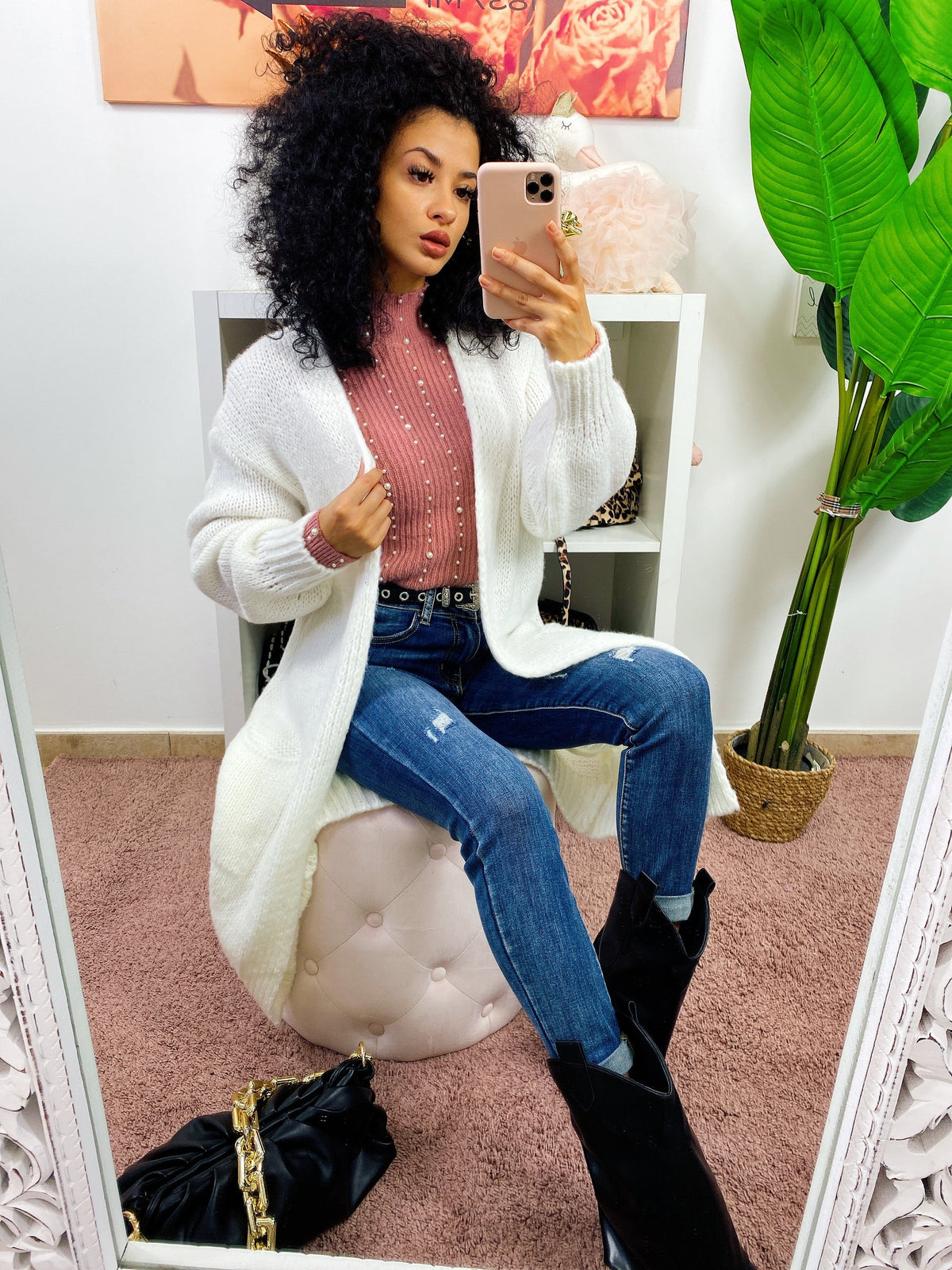 Cardigan lungo morbido bianco