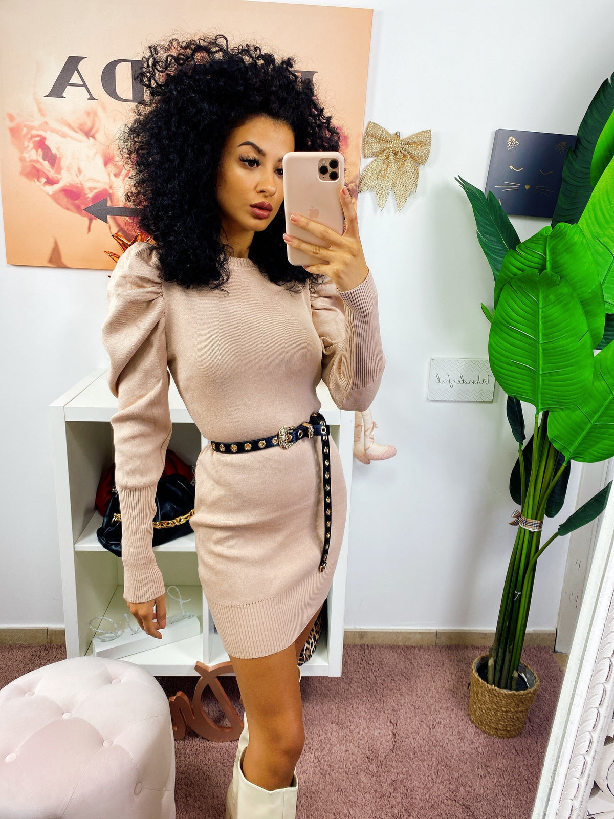 Abito in maglia Beige