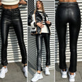 Leggins in ecopelle con spacchetto