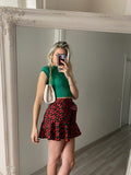 Gonna pantalone fiori rossi