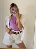 Body con incrocio lilla