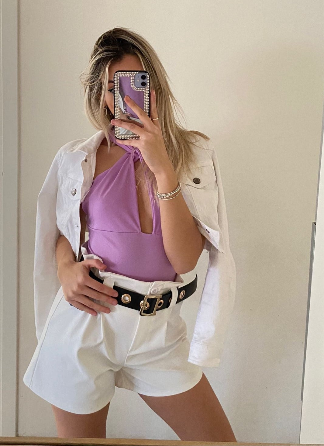 Body con incrocio lilla
